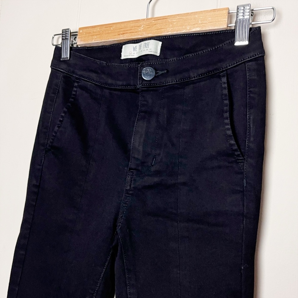 Free People We the Free Split Flare Jeans 24 00 black high rise front slit - Picture 3 of 12